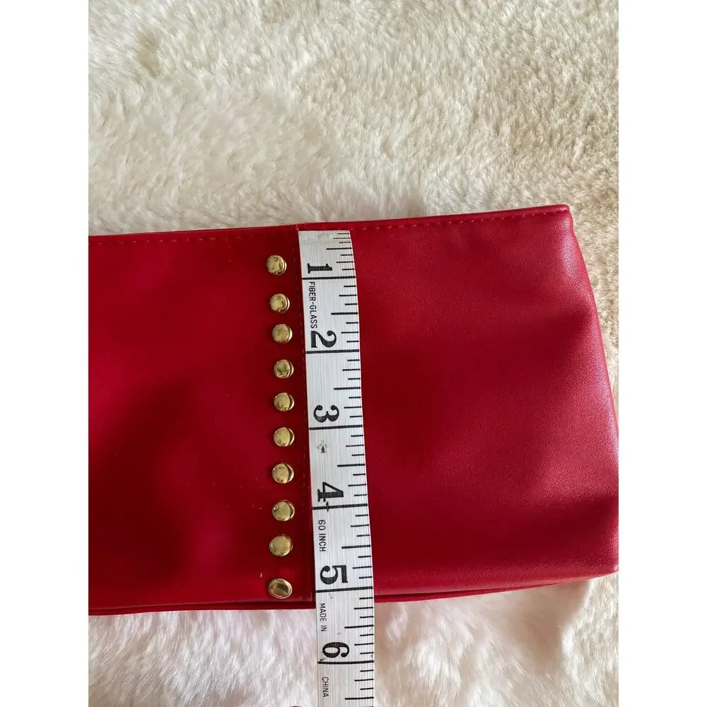 Elizabeth Arden Makeup Bag/ Carrying Case Red Gold Studs‎ Wristlet Bag